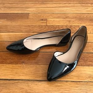 Pointed Toe Black Patten Flats